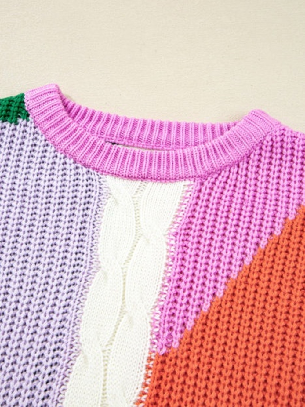 NWT Oversized Color Block Soft Cozy Knit Sweater Top size medium - Picture 8 of 14